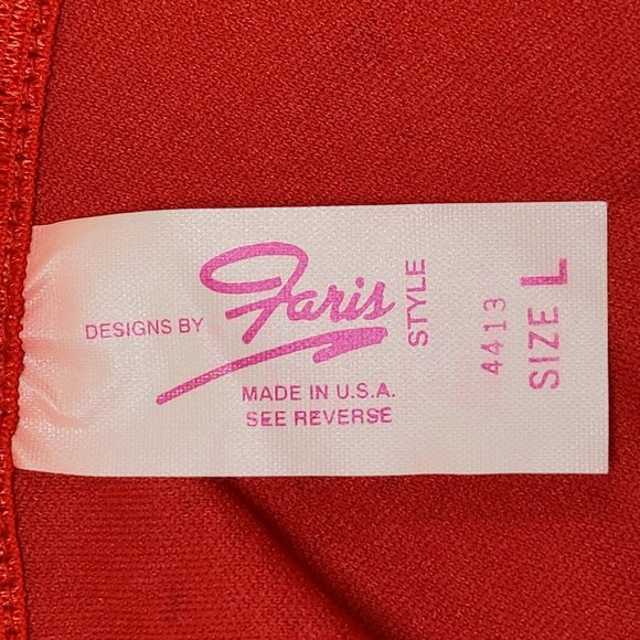 MINI RED DRESS WITH SILVER MOLTEN DROPS BY FARIS STYLE SIZE L - Picture 5 of 8